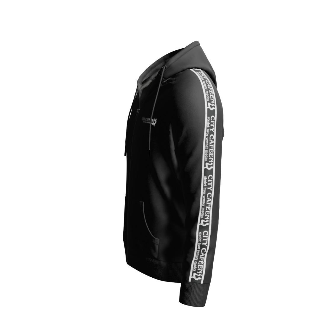 City Caféen - Bomulds Zip Hoodie - Stripe ID - SponsorWorld