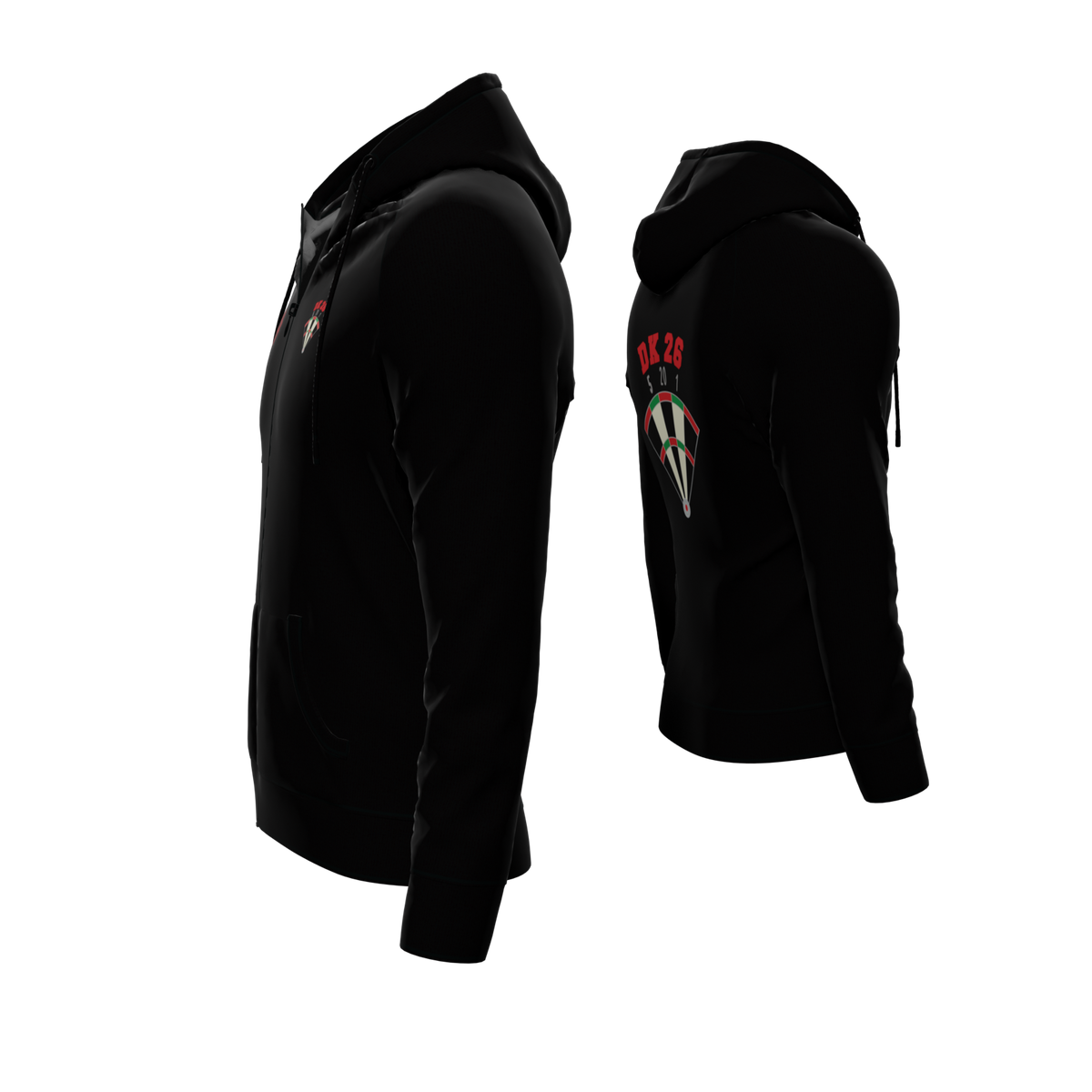 Bomulds Hoodie ZIP - Dartklubben DK26 Hvidovre