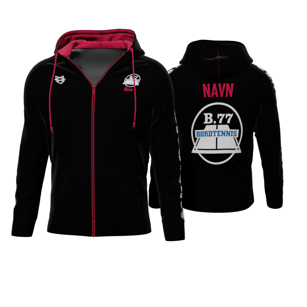 Bomulds Hoodie ZIP - B77 Bordtennis - SponsorWorld