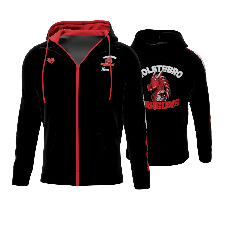 Bomulds Hoodie ZIP - Voksen - Holstebro Dragons