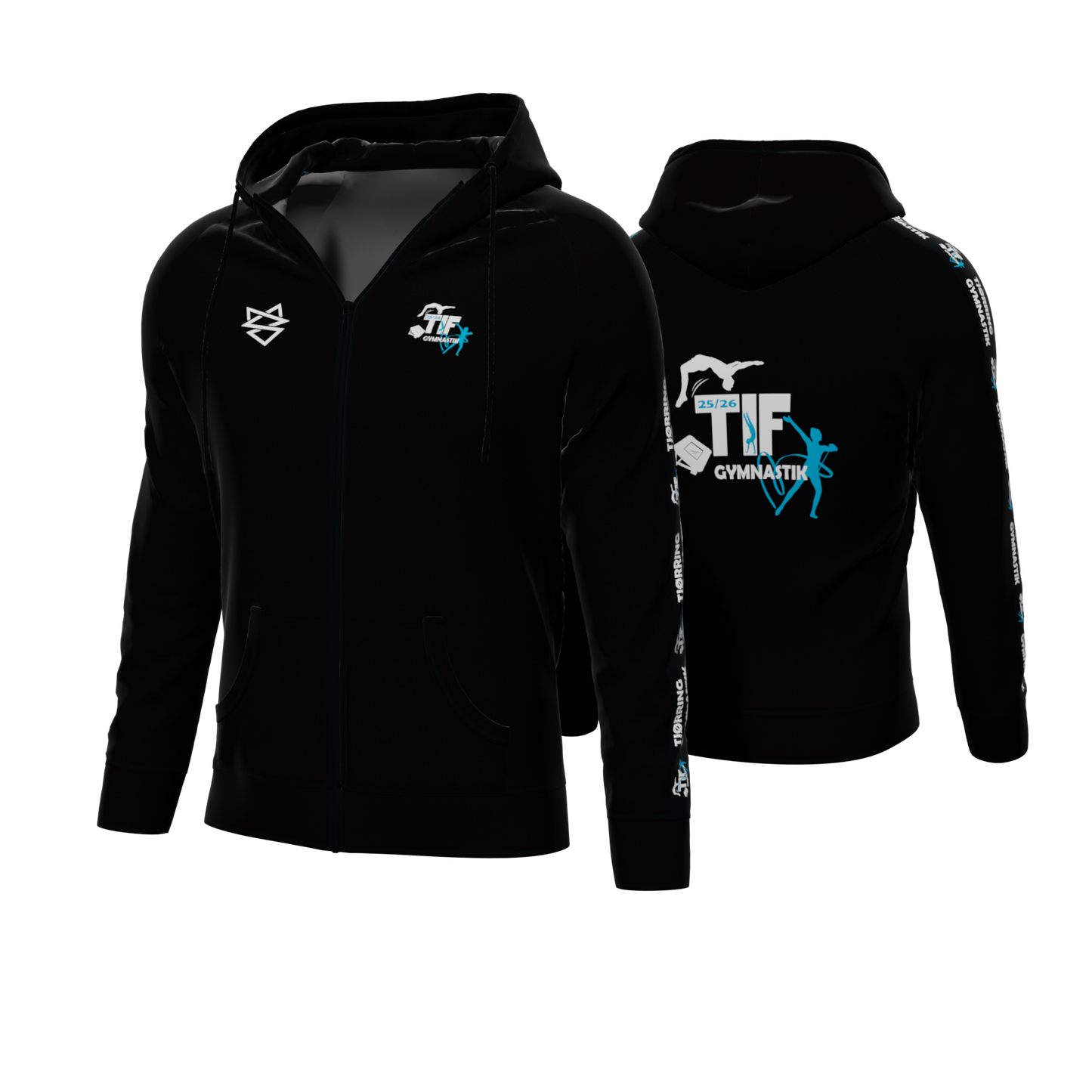 Hoodie ZIP - Sort Stripe ID - TIF Gymnastik