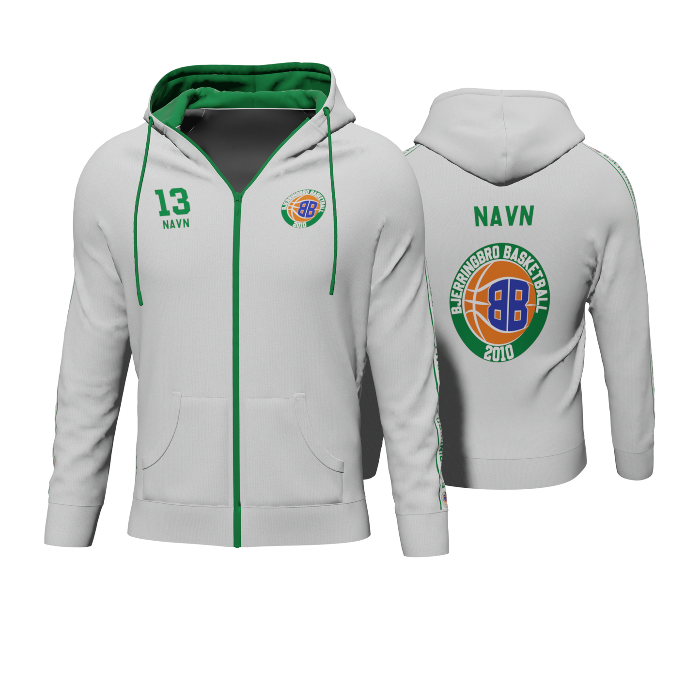 Bomulds Hoodie ZIP - Bjerringbro Basketball - SponsorWorld