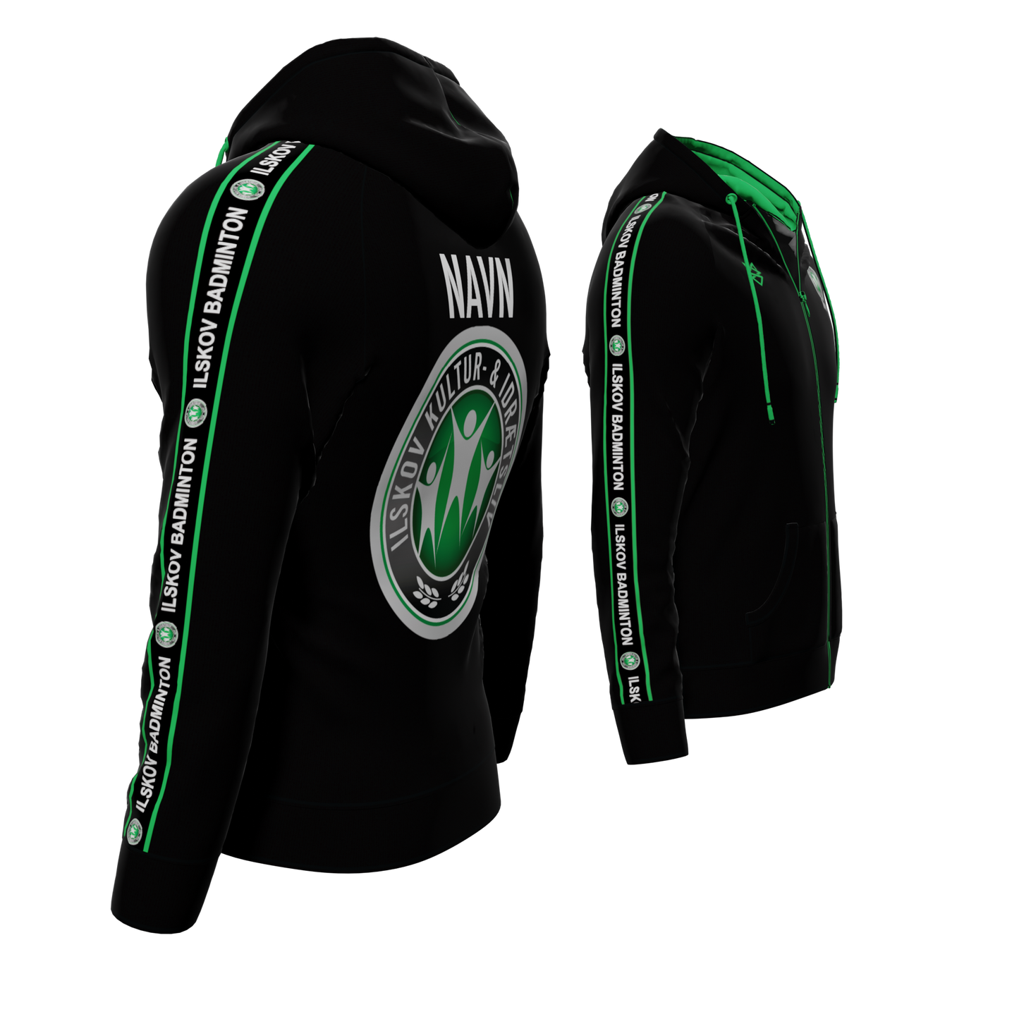Bomulds Hoodie ZIP - Ilskov Badminton - SponsorWorld