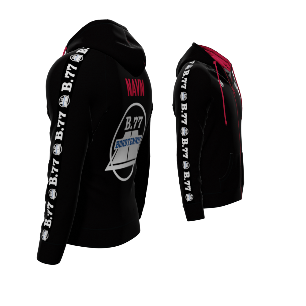 Bomulds Hoodie ZIP - B77 Bordtennis - SponsorWorld