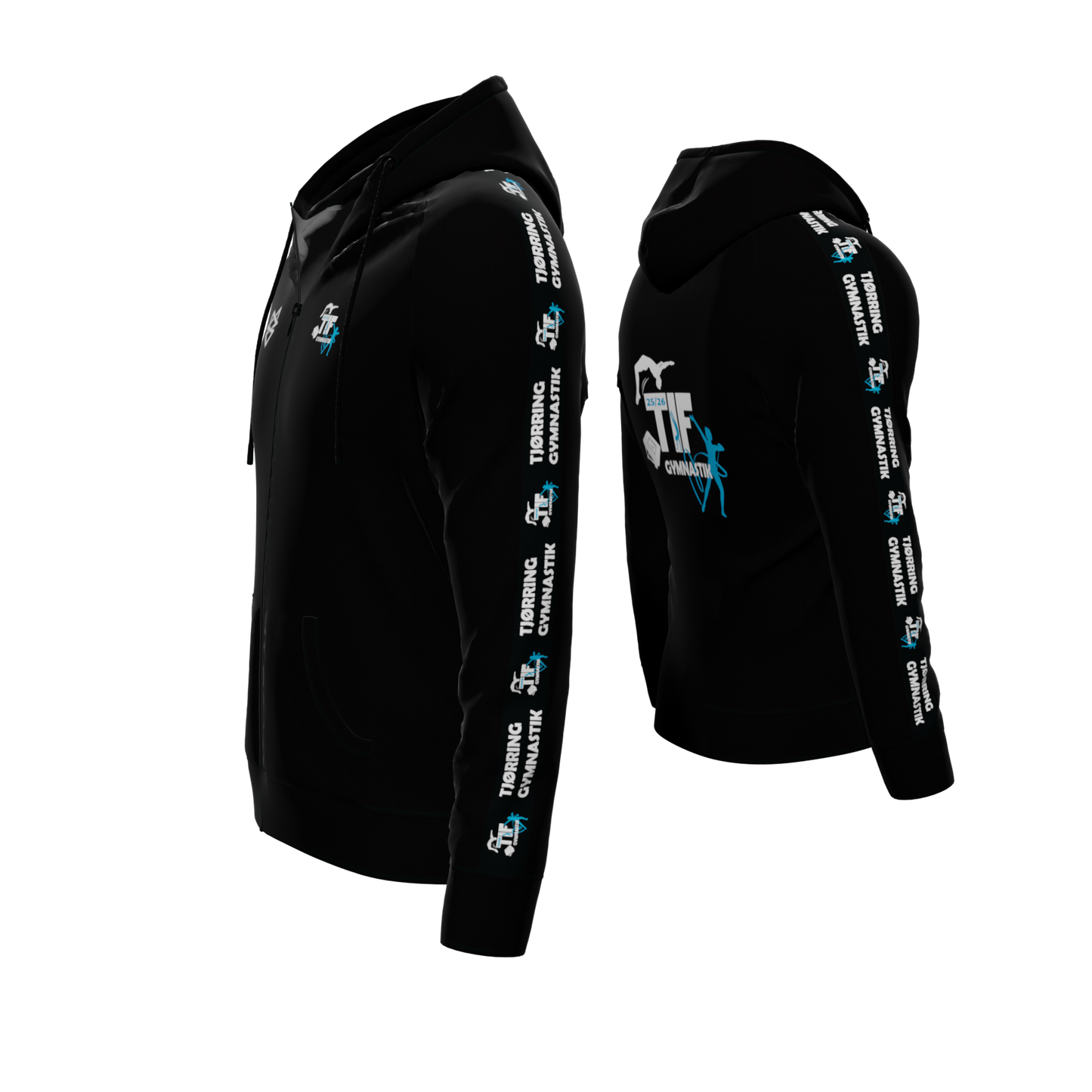 Hoodie ZIP - Sort Stripe ID - TIF Gymnastik