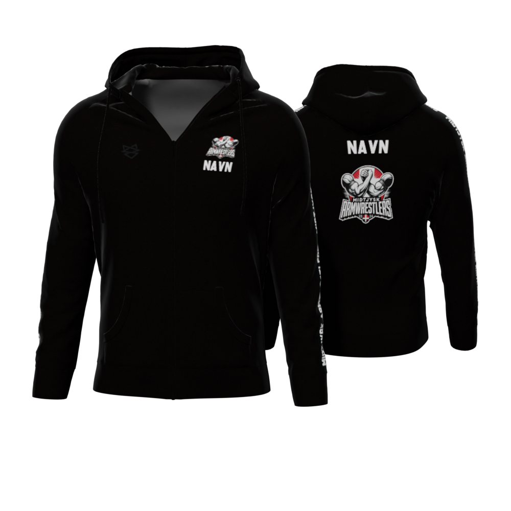 Bomulds Hoodie ZIP - Midtjysk Armwrestlers - SponsorWorld