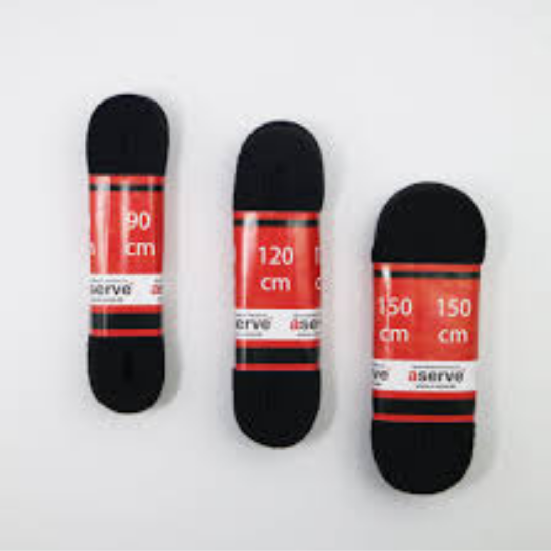 Aserve snørrebånd i sort og hvid. - SponsorWorld