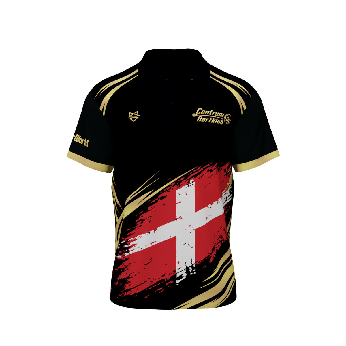 Centrum Dart - Sort Guld Polo + Dansk flag 2026