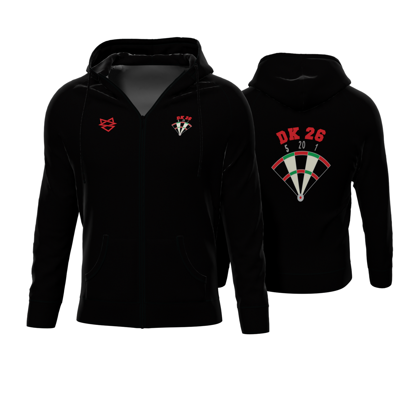 Bomulds Hoodie ZIP - Dartklubben DK26 Hvidovre