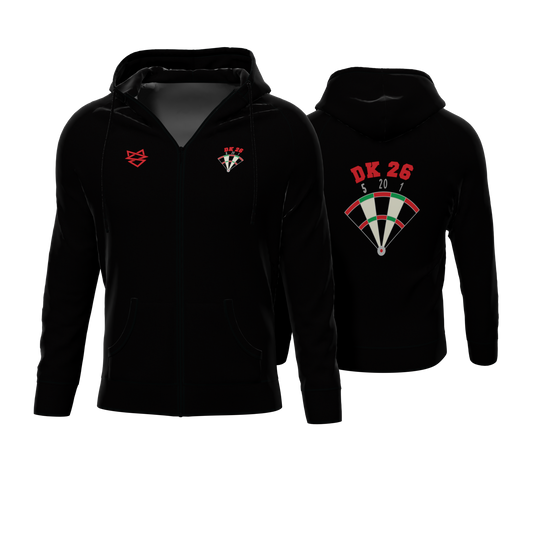 Bomulds Hoodie ZIP - Dartklubben DK26 Hvidovre