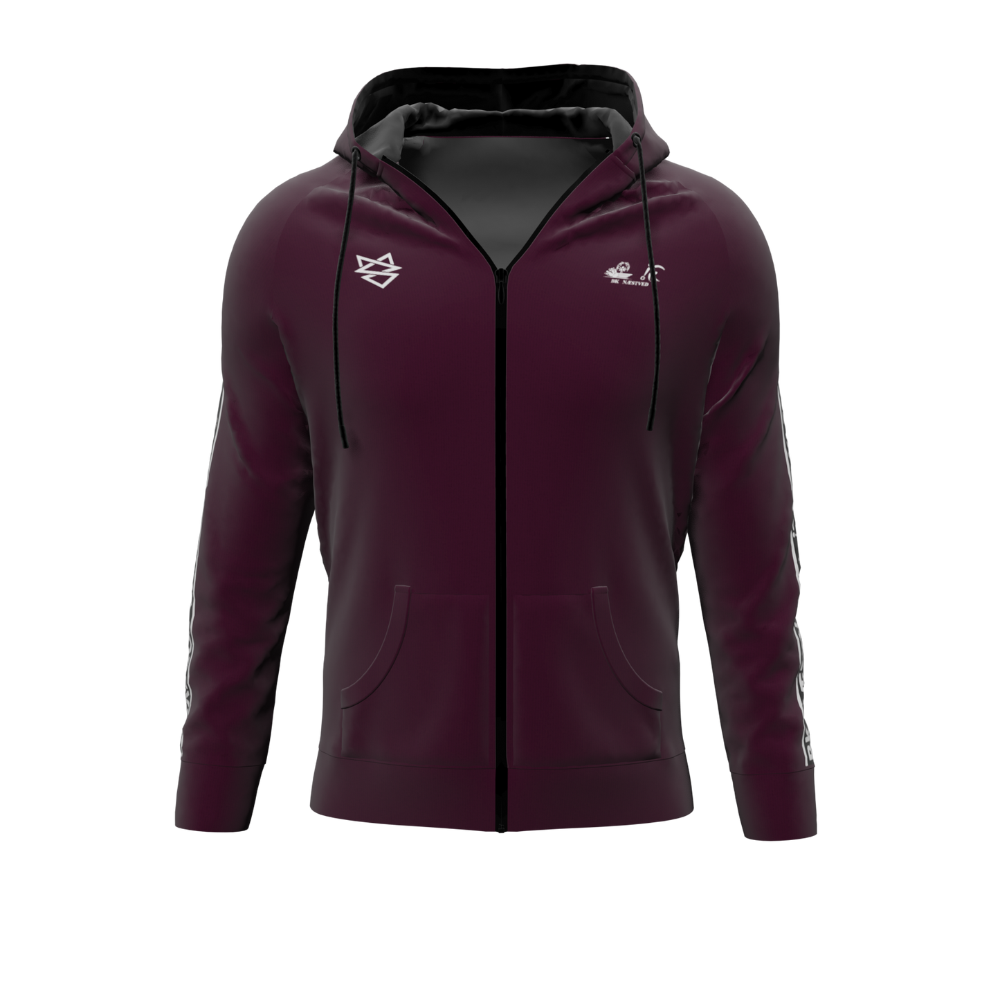 Bomulds Hoodie ZIP - Stripe ID - Bowlingklubben Næstved