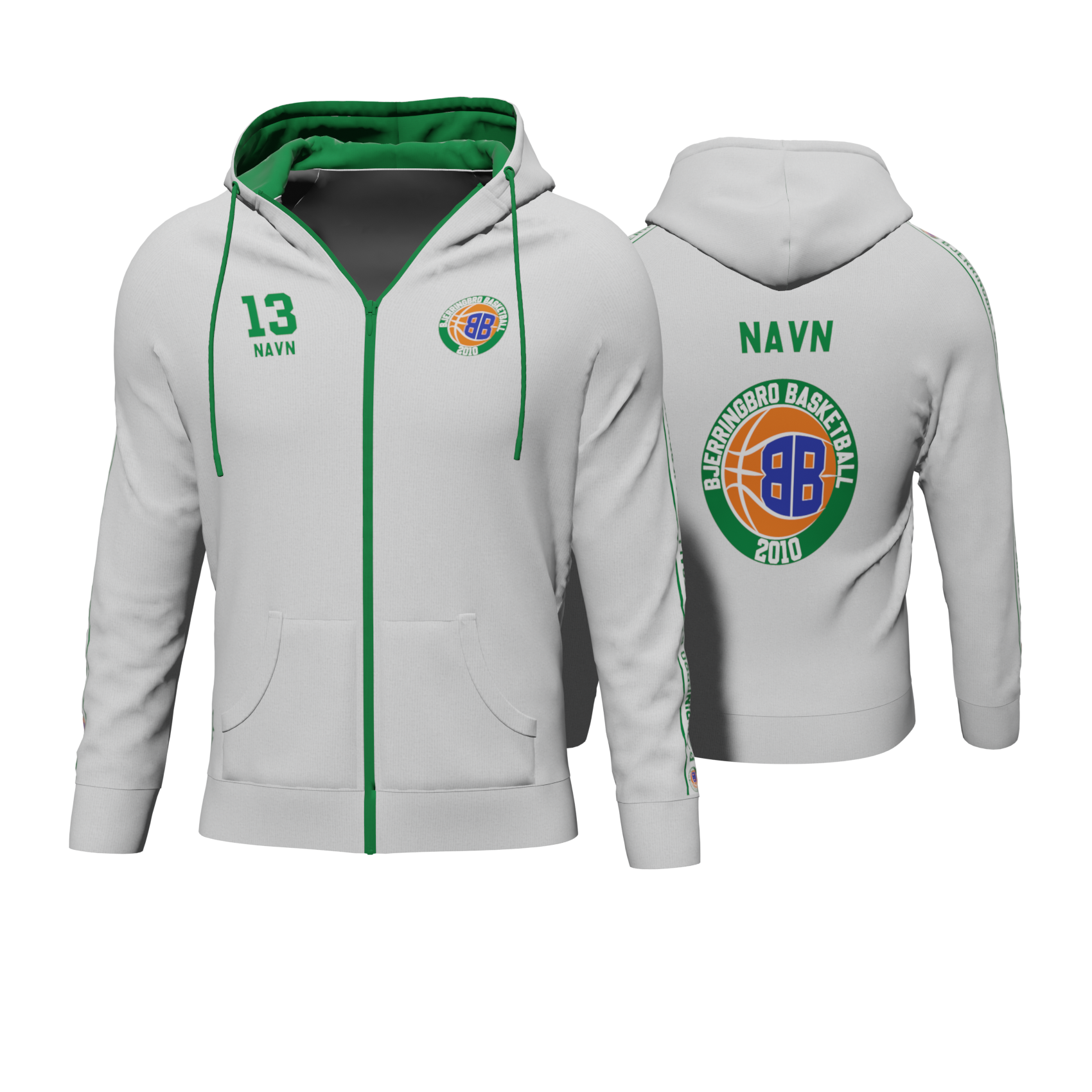Bomulds Hoodie ZIP - Bjerringbro Basketball - SponsorWorld